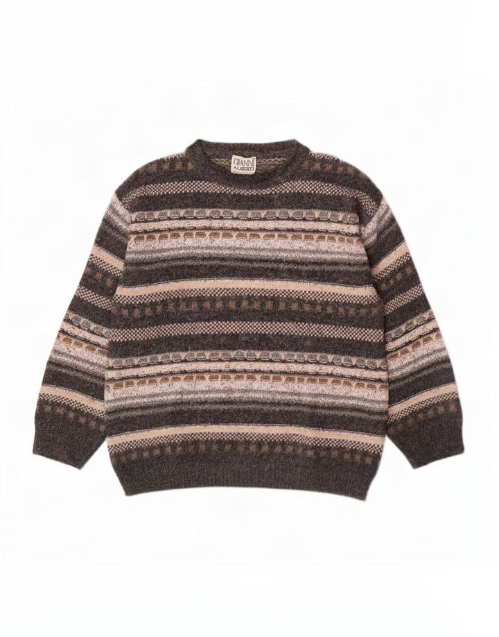Ανδρικό πουλόβερ Gianni Alberti Crew Neck Jumper IT 52 Large Grey Geometric