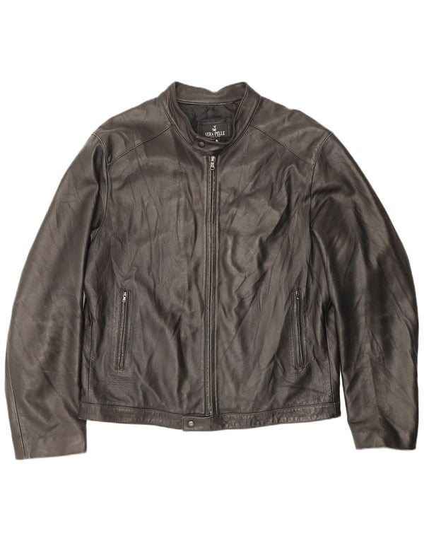 Vintage Γυναικείο Δερμάτινο Μπουφάν IT 54 2XL Καφέ Δερμάτινο