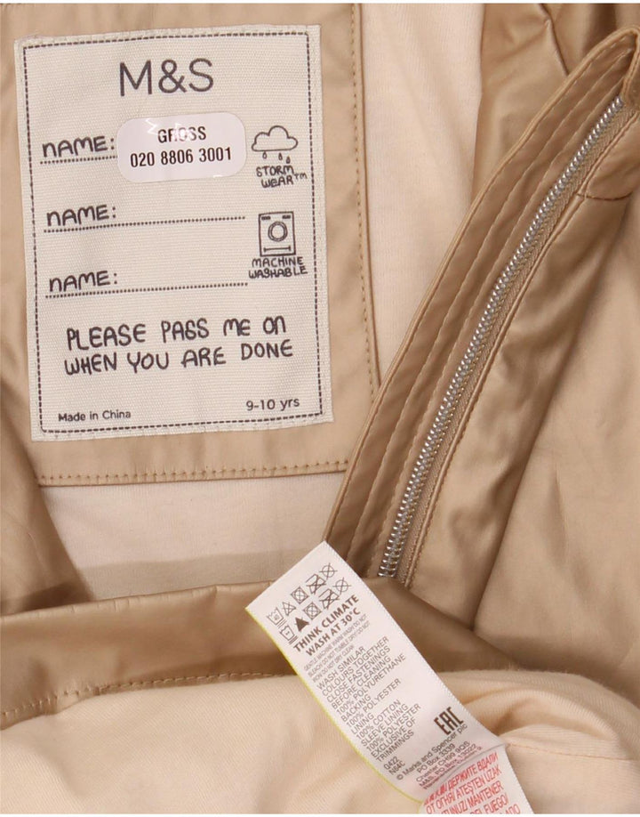 Marks & Spencer Girls Hooded Raincoat 9-10 Years Gold Πολυουρεθάνη
