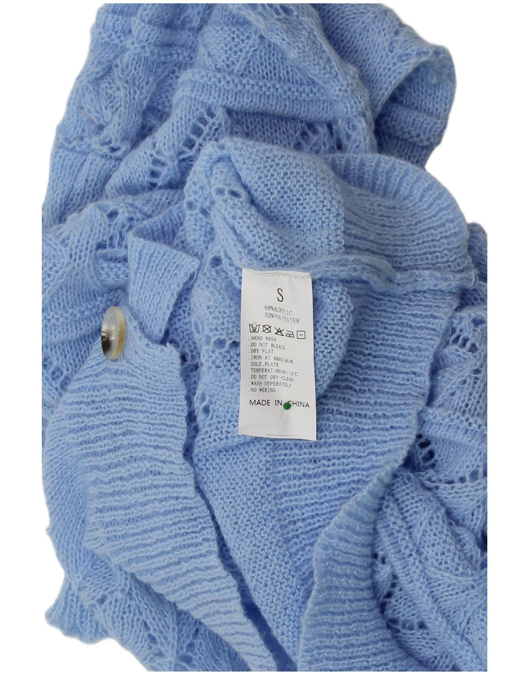 Γυναικείο πουλόβερ VINTAGE Loose Fit Crop Cardigan UK 10 Small Blue Acrylic