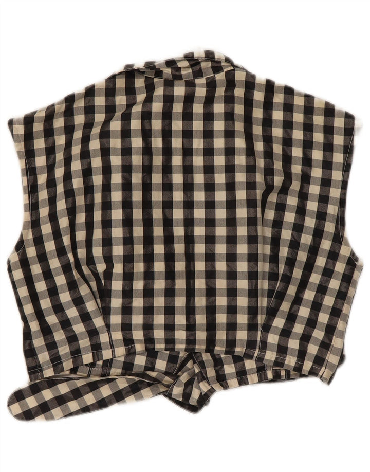 Vintage γυναικείο αμάνικο πουκάμισο μπλούζα IT 42 Medium Black Gingham
