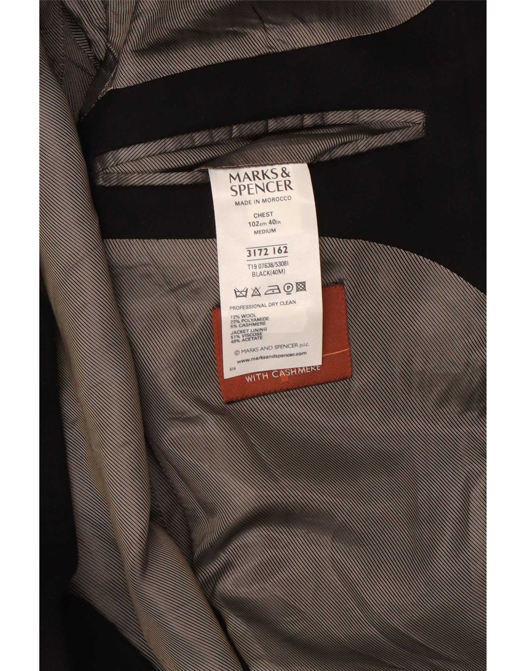 Marks & Spencer Ανδρικό σακάκι σακάκι με 3 κουμπιά UK 38 μεσαίο μαύρο μαλλί