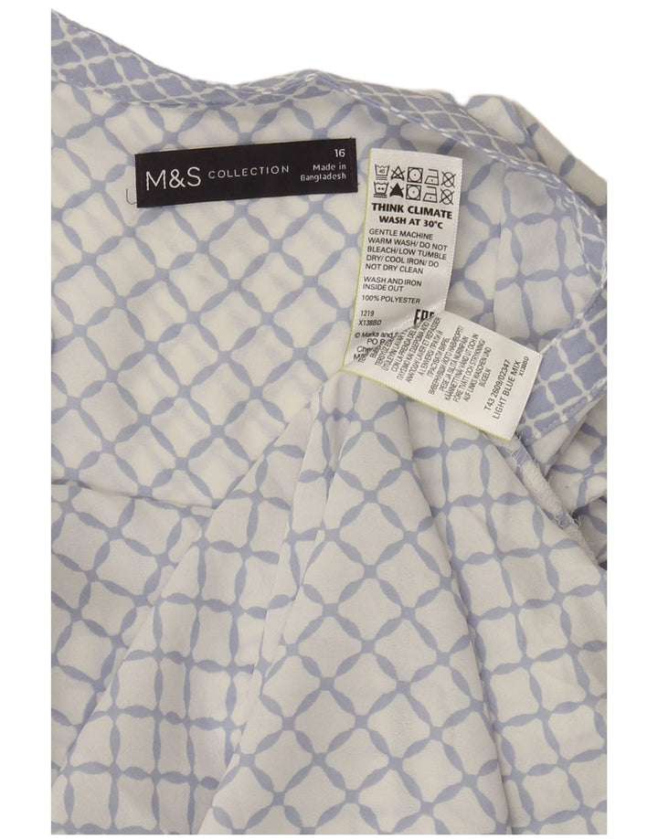 Marks & Spencer Γυναικεία Αμάνικη Μπλούζα Τοπ UK 16 Large Blue Geometric