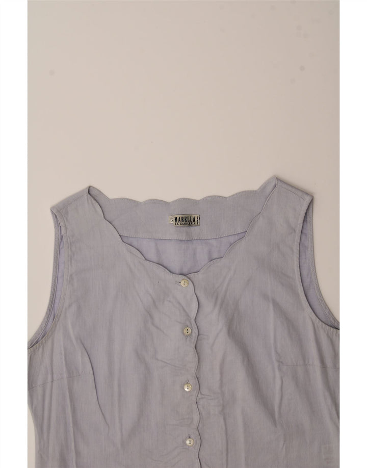 MARELLA Womens Sleeveless Shirt Blouse UK 12 Medium Grey Cotton Vintage Marella and Second-Hand Marella from Messina Hembry 