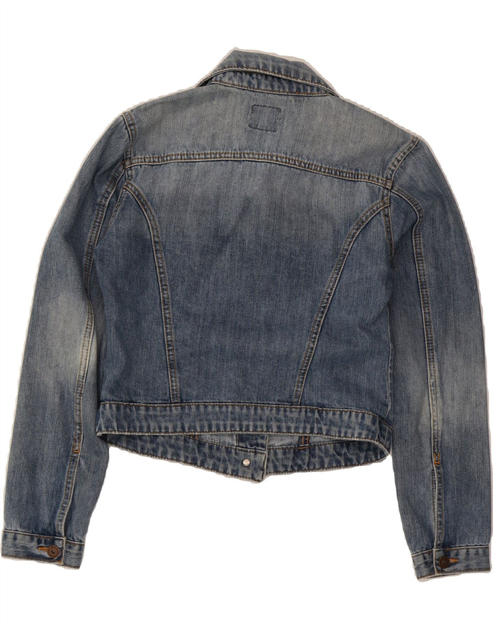 VINTAGE Girls Crop Denim Jacket 10-11 Years Medium Blue Cotton Vintage Vintage and Second-Hand Vintage from Messina Hembry 