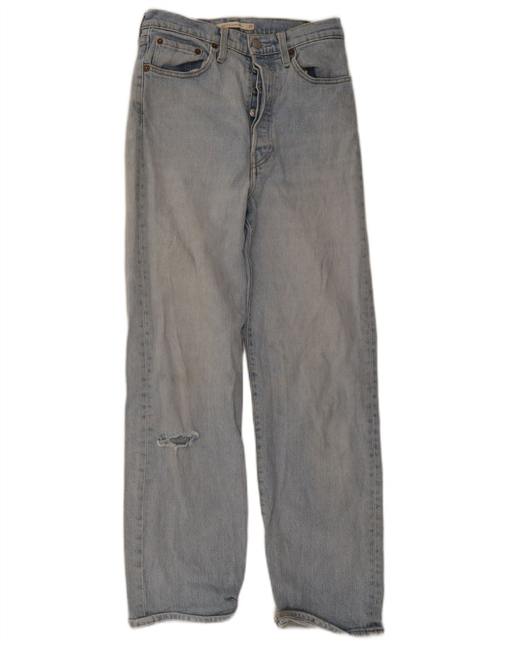 Levi's Womens Ribcage Distressed Straight Jeans W27 L29 Μπλε βαμβακερό
