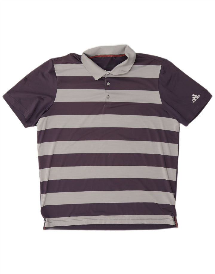 Ανδρικό πουκάμισο Adidas Golf Polo Μεγάλο μωβ ριγέ πολυεστέρα