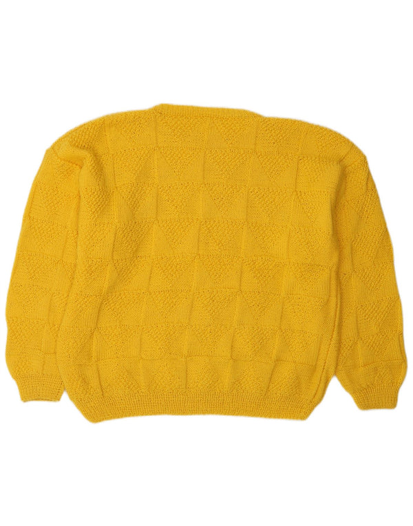 Vintage γυναικείο πουλόβερ με λαιμόκοψη UK 16 Large Yellow