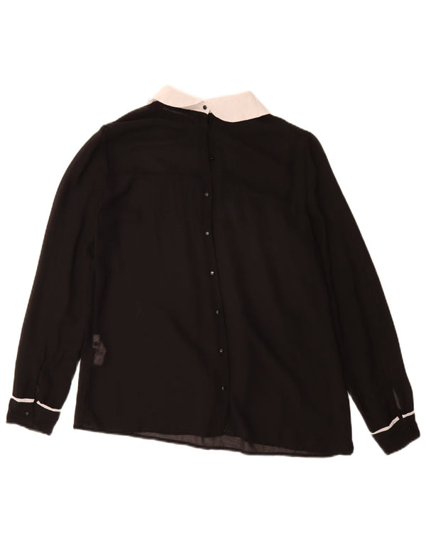 Zara Γυναικείο πουκάμισο Μπλούζα UK 10 Small Black Polyester