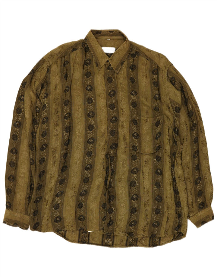 Ανδρικό πουκάμισο VINTAGE Μεγάλο Χακί Floral Viscose