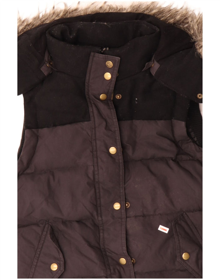 JACK WILLS Γυναικεία κουκούλα με επένδυση Gilet UK 12 Medium Black Colourblock