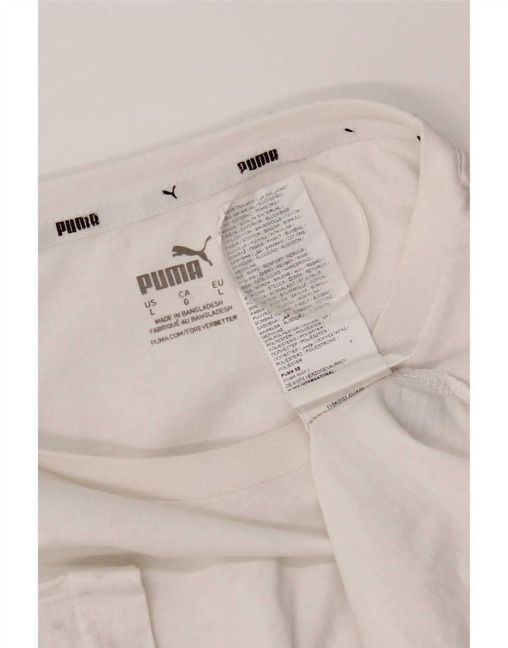 Ανδρικό γραφικό μπλουζάκι Puma, μεγάλο λευκό βαμβακερό