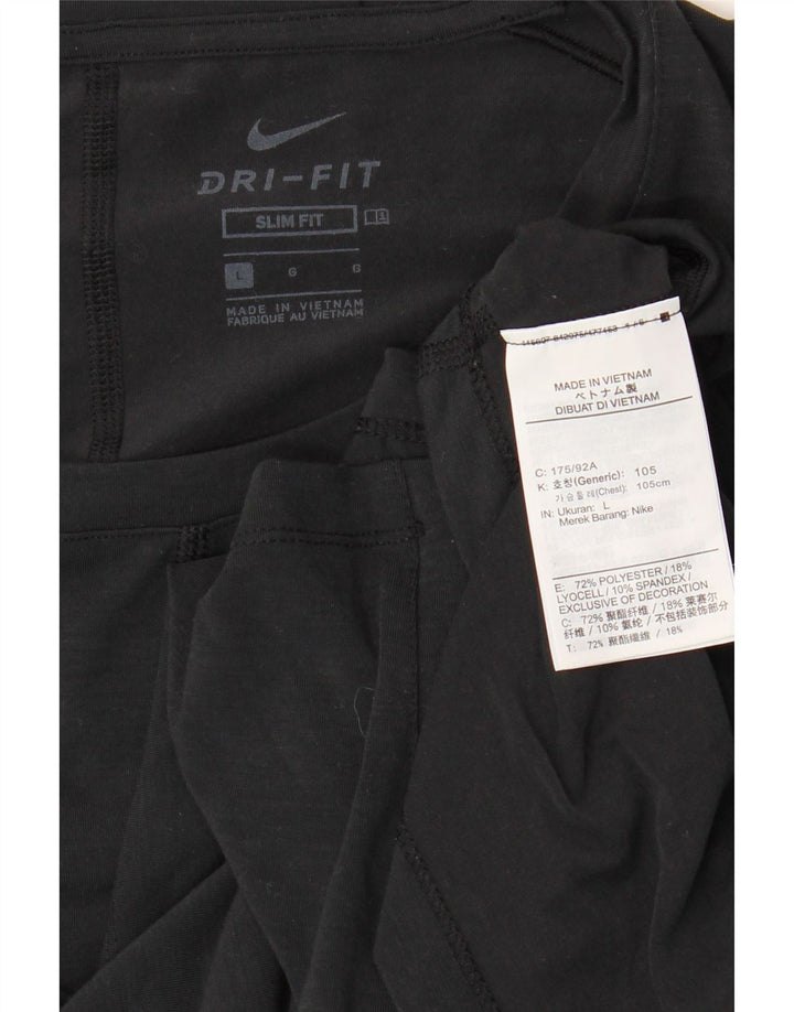 Ανδρικό μπλουζάκι NIKE Dri Fit Slim Fit Top μεγάλο μαύρο πολυεστέρα