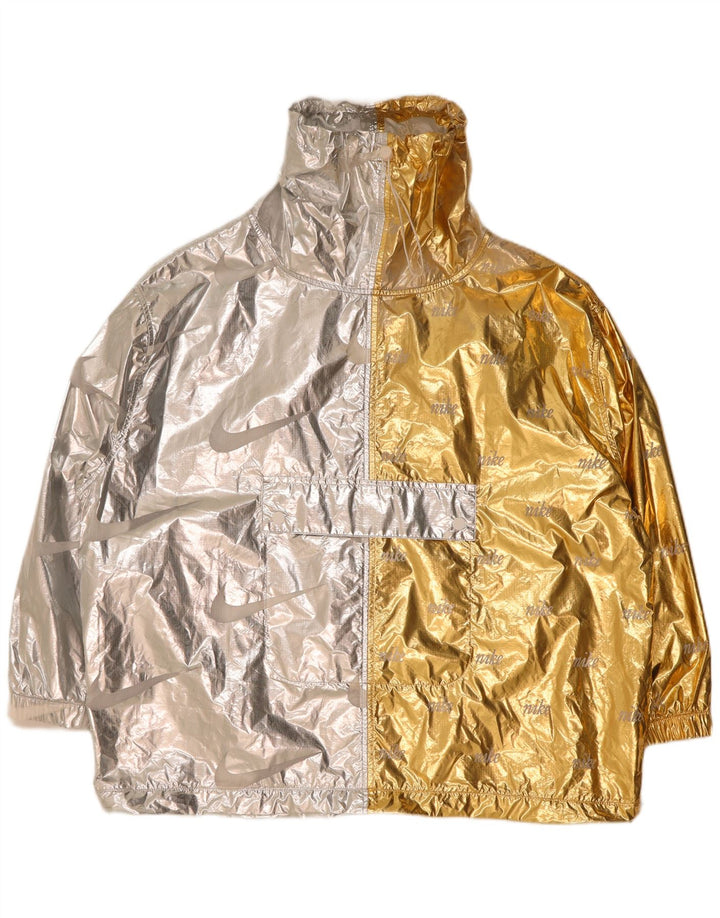 Γυναικείο γραφικό υπερμεγέθη σακάκι Nike Anorak UK 16 Μεγάλο ασημί μπλοκ χρώματος