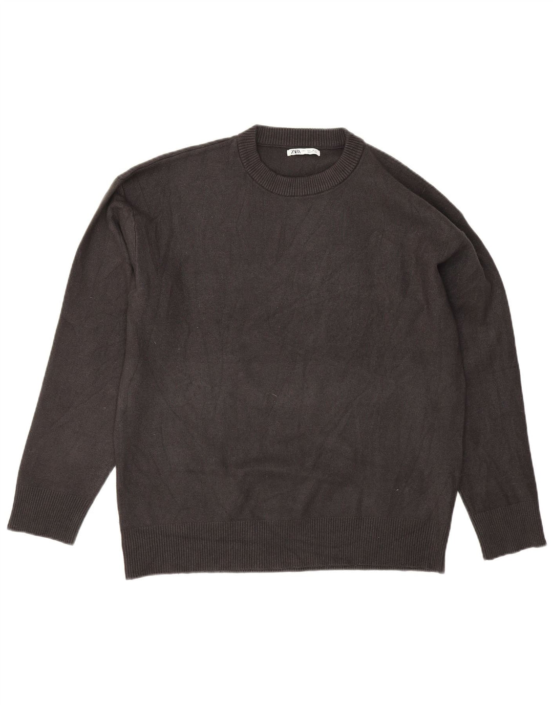 Ανδρικό πουλόβερ Zara Crew Neck Jumper Μεγάλη γκρι βισκόζη
