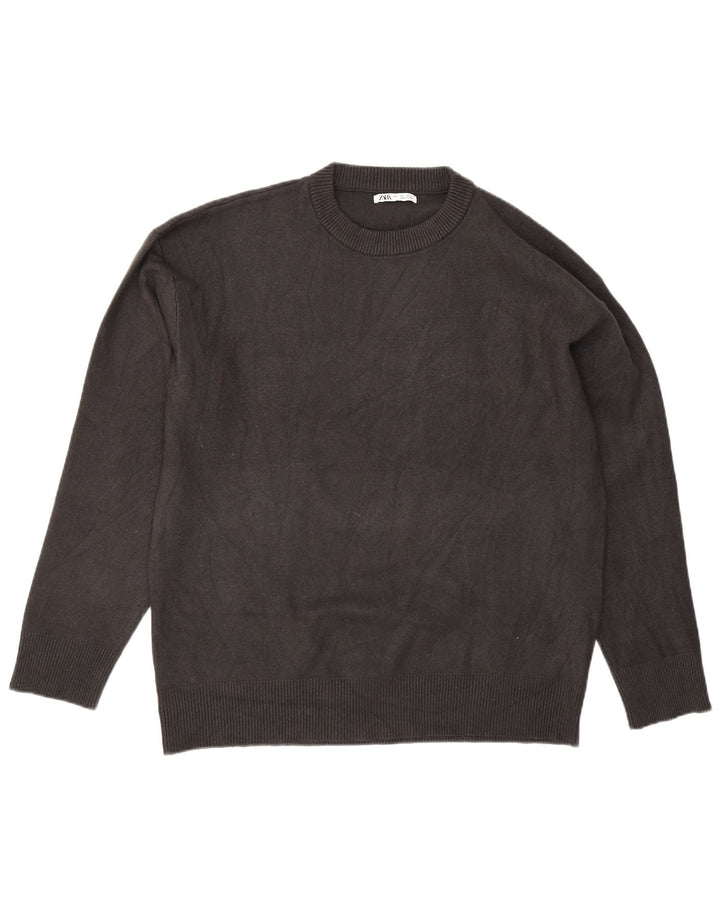 Ανδρικό πουλόβερ Zara Crew Neck Jumper Μεγάλη γκρι βισκόζη