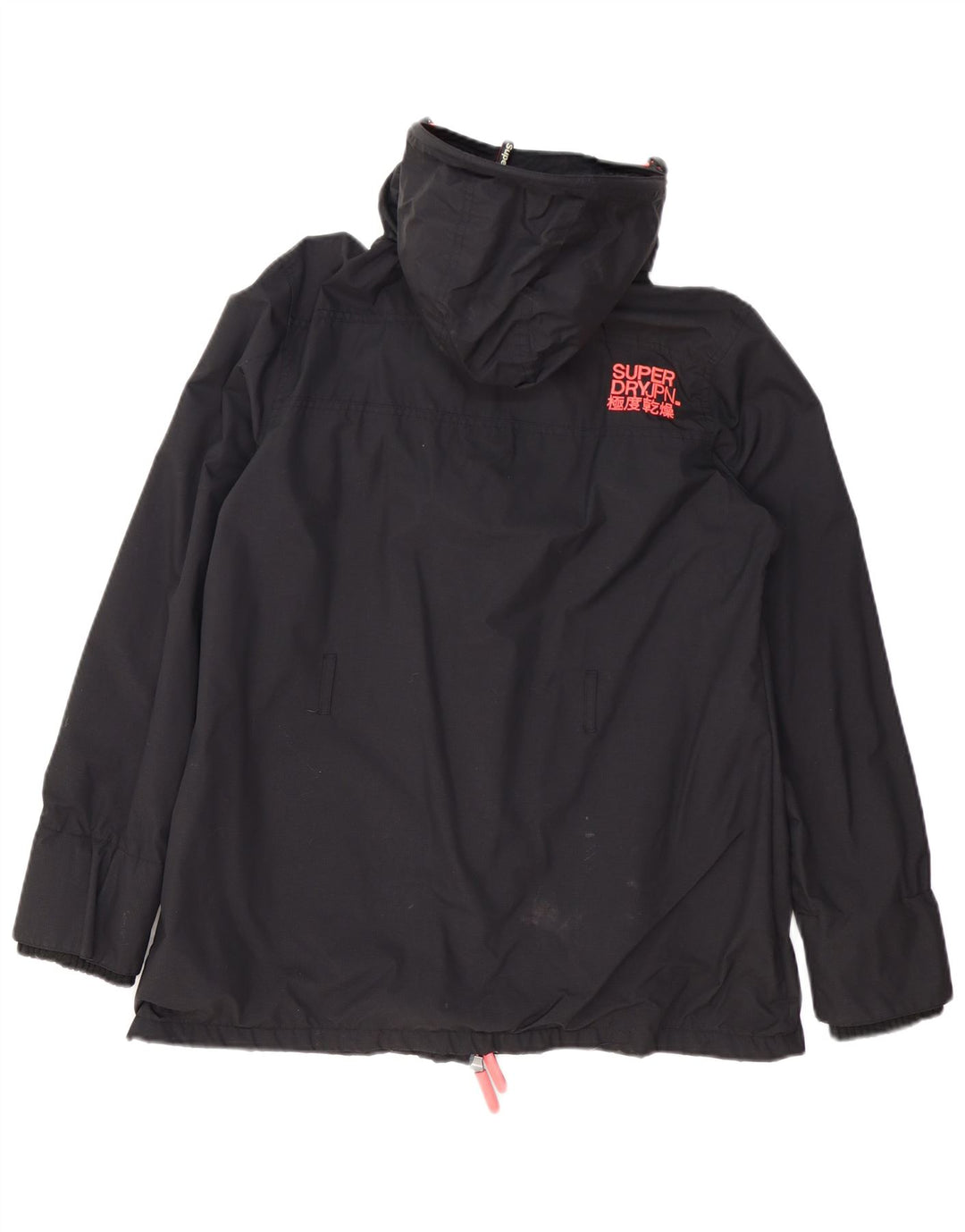 Superdry Womens The Windmac Hooded Rain Jacket UK 18 XL Black Polyester