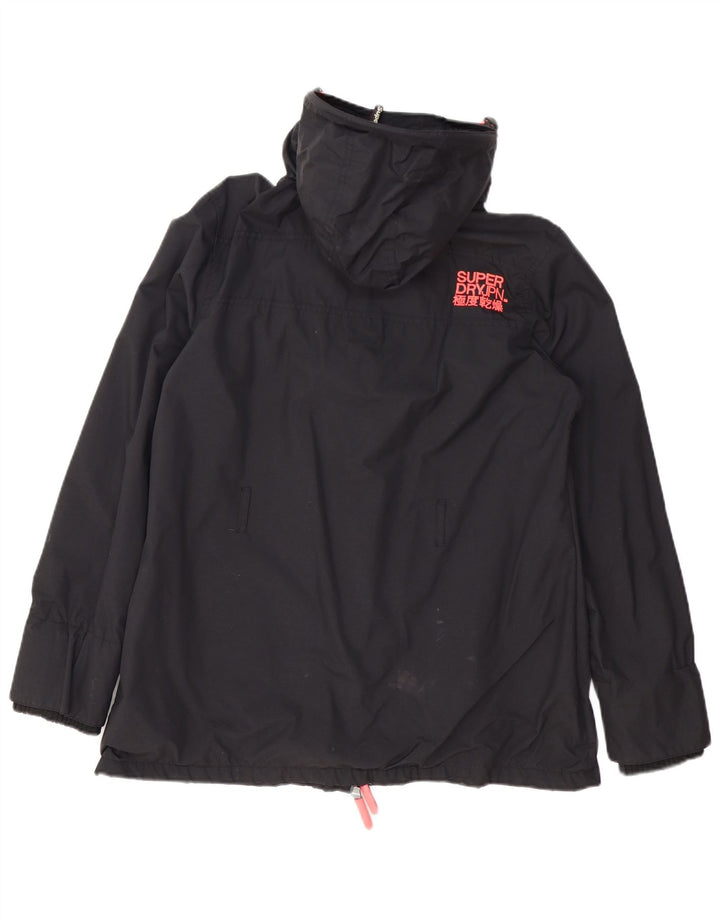 Superdry Womens The Windmac Hooded Rain Jacket UK 18 XL Black Polyester
