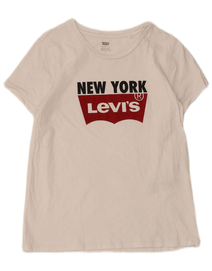 Γυναικείο γραφικό μπλουζάκι Levi's Top UK 12 μεσαίο λευκό βαμβακερό