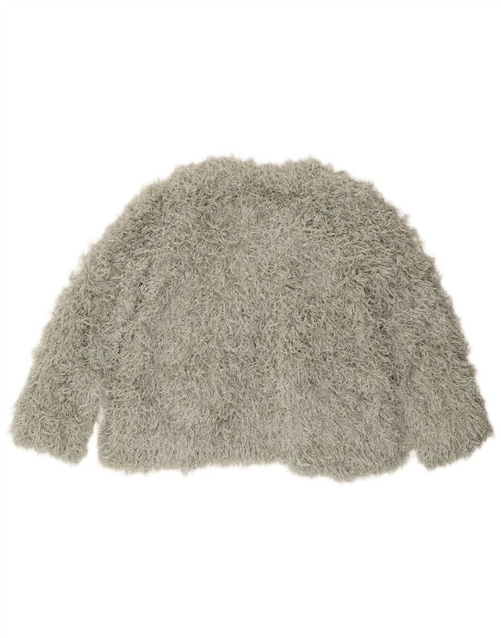 Zara Γυναικείο Μπουφάν από Faux Fur Crop UK 10 Small Grey Polyester