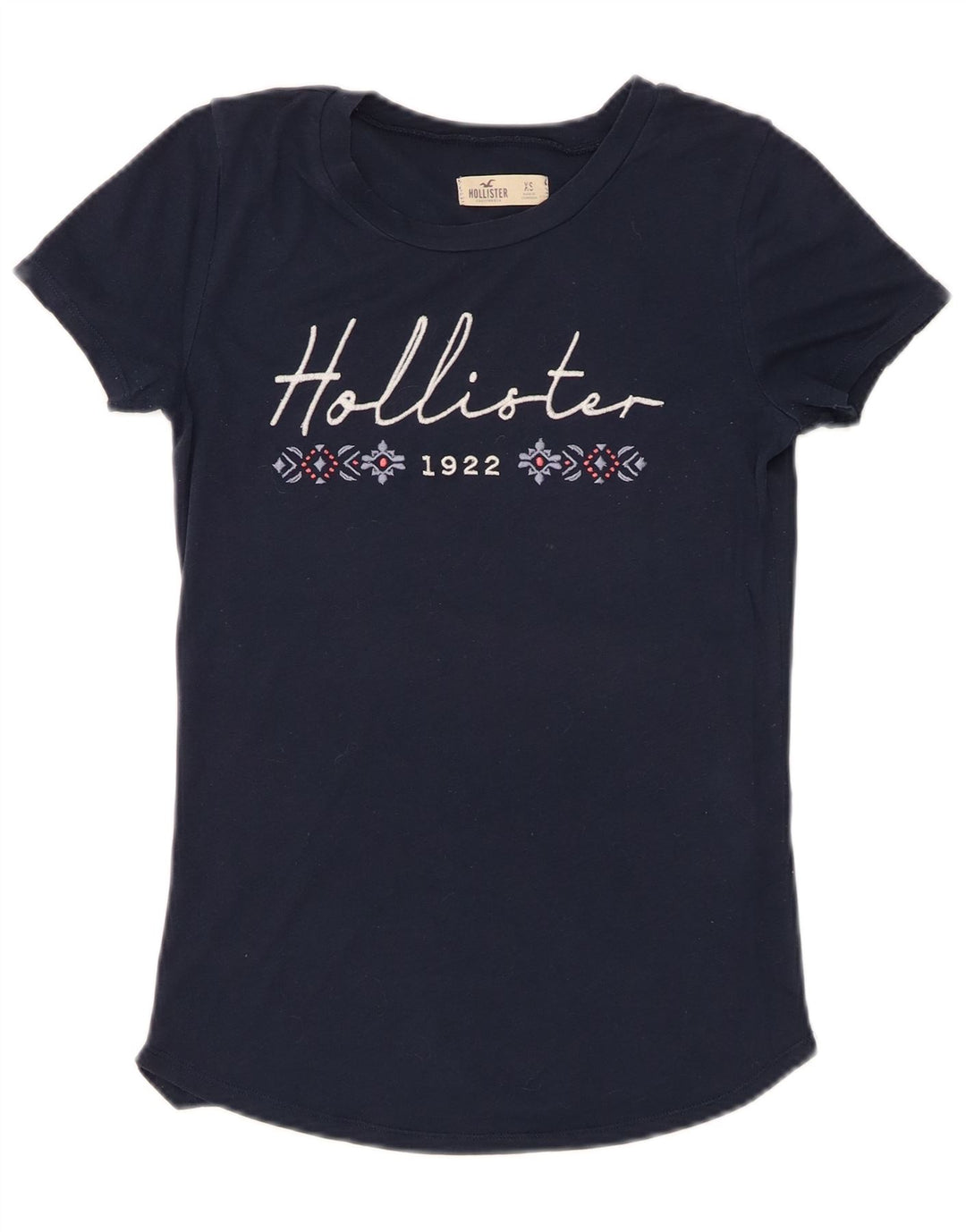Γυναικείο γραφικό μπλουζάκι HOLLISTER Top UK 6 XS Navy Blue Cotton