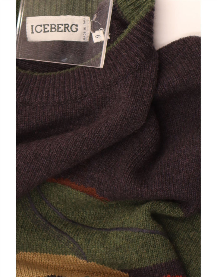 Ανδρικό Iceberg Graphic Crew Neck Jumper πουλόβερ XL Γκρι μάλλινο ρετρό