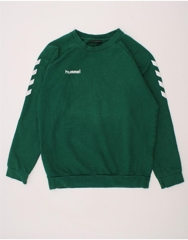 HUMMEL Boys Graphic Sweatshirt Jumper 11-12 Years Green Vintage Hummel and Second-Hand Hummel from Messina Hembry 