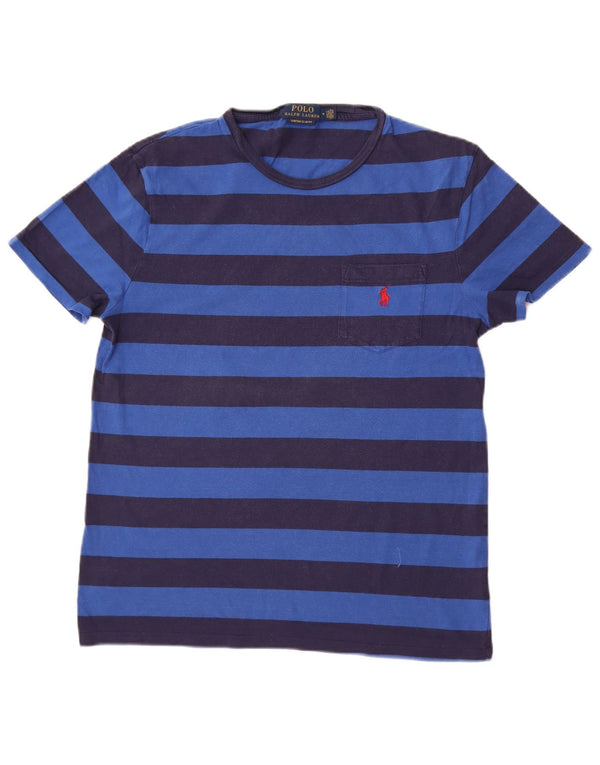 Ανδρικό μπλουζάκι Polo Ralph Lauren, προσαρμοσμένη λεπτή εφαρμογή, μεσαίο μπλε ριγέ
