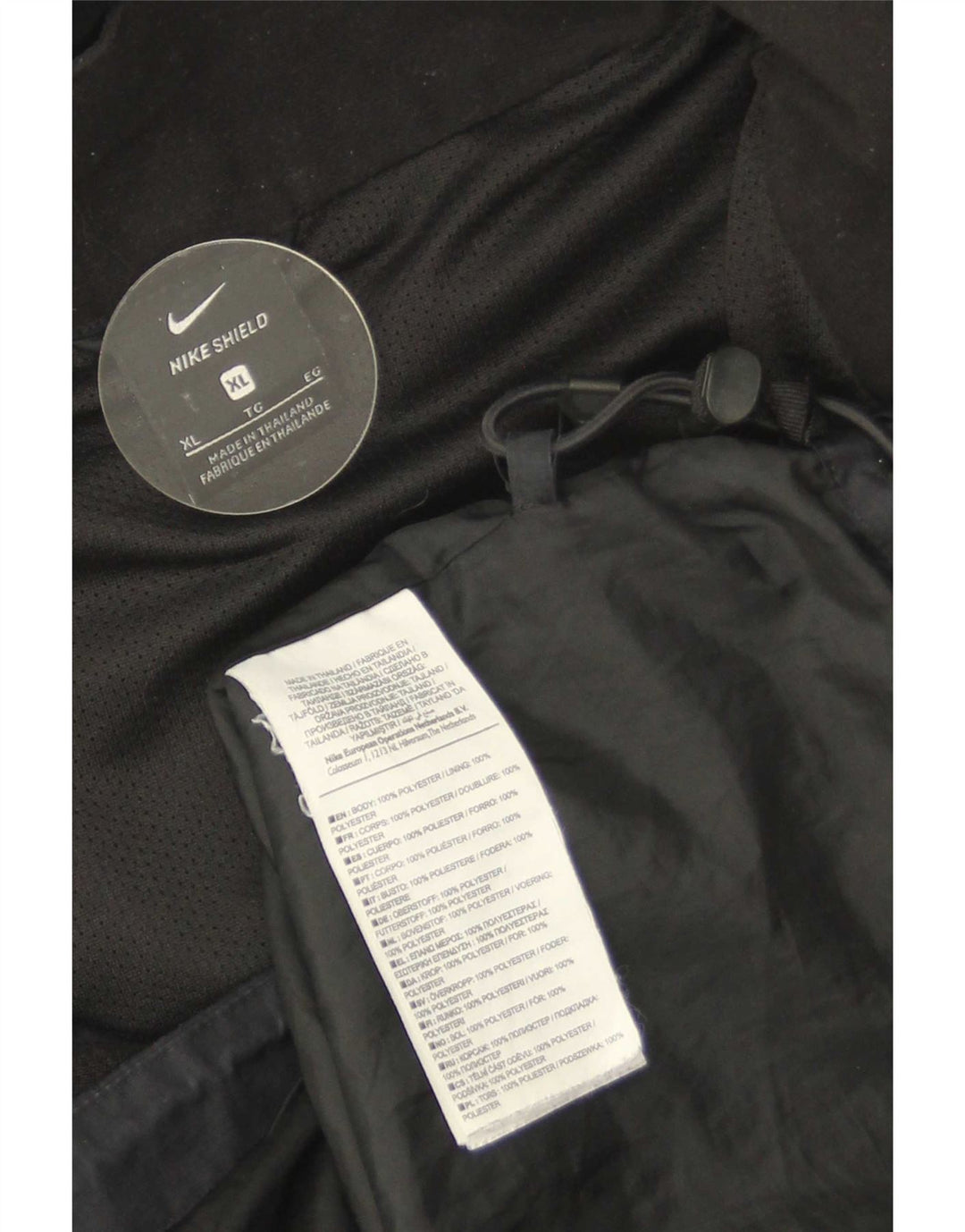 Ανδρικό μπουφάν βροχής με κουκούλα Nike UK 42 XL μαύρο πολυεστέρα