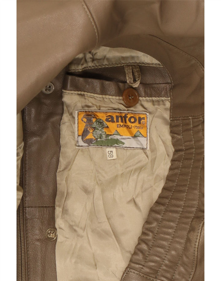 Ανδρικό Δερμάτινο Μπουφάν Anfor IT 58 2XL Καφέ