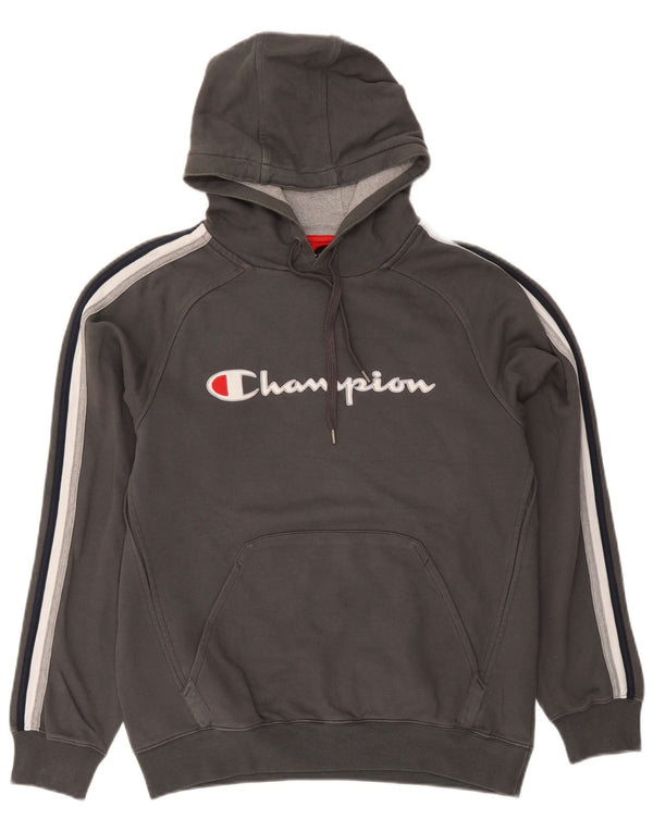 Ανδρικά γραφικά κουκούλα Champion Large Grey Cotton Sports