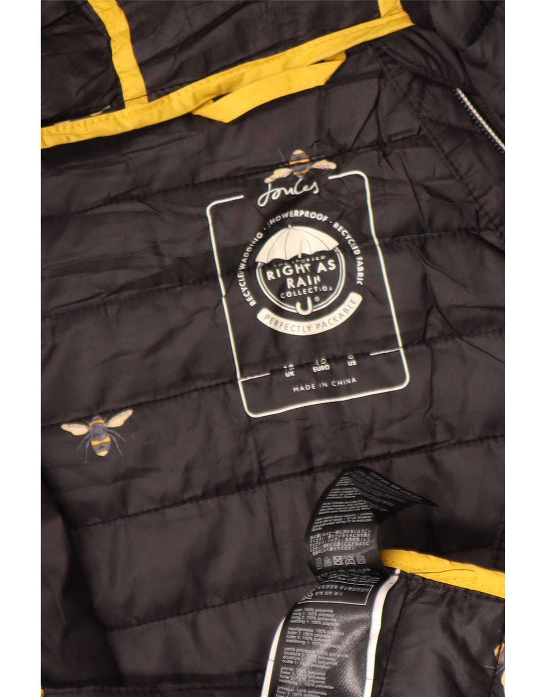 Joules Ανδρικό παλτό με κουκούλα UK 12 Medium Black Polyamide