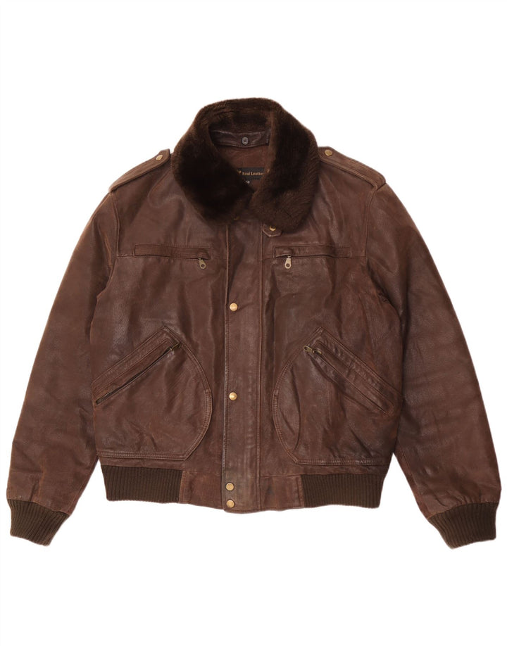 Vintage Ανδρικό Δερμάτινο Flight Aviator Jacket IT 50 Large Brown Leather