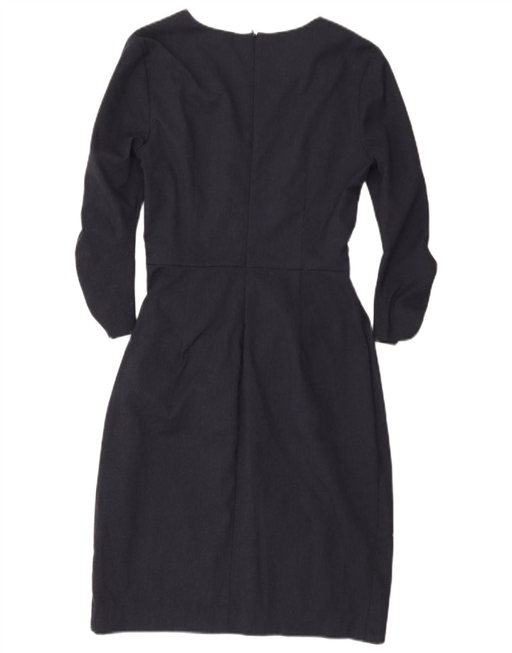 Zara Γυναικείο φόρεμα με μανίκια 3/4 UK 10 Small Navy Blue Polyester