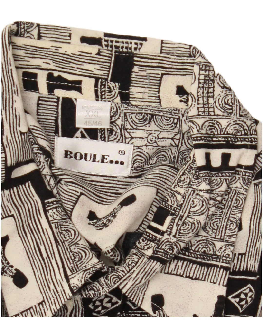 Ανδρικό κοντομάνικο πουκάμισο BOULEE μέγεθος 45/46 2XL Μαύρο συνονθύλευμα βισκόζη