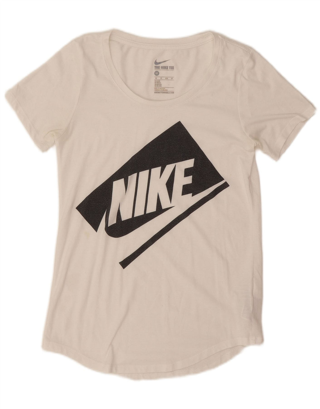 Γυναικείο γραφικό μπλουζάκι Nike τοπ UK 6 XS από λευκό πολυεστέρα