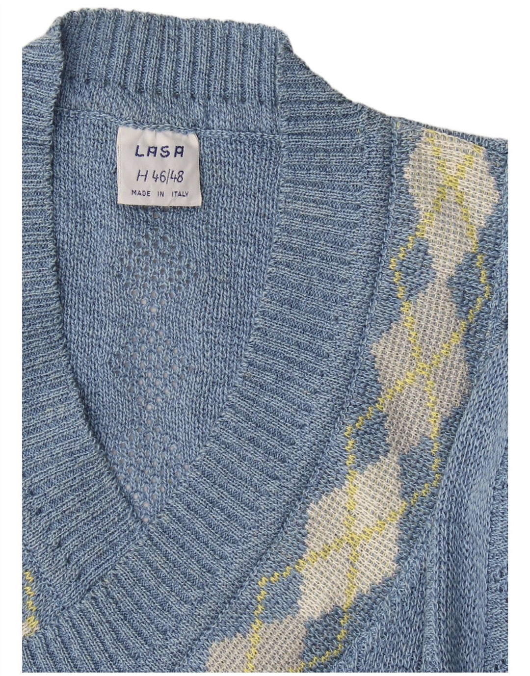 Lasa Γυναικείο πουλόβερ με λαιμόκοψη IT 46/48 Large Blue Argyle/Diamond