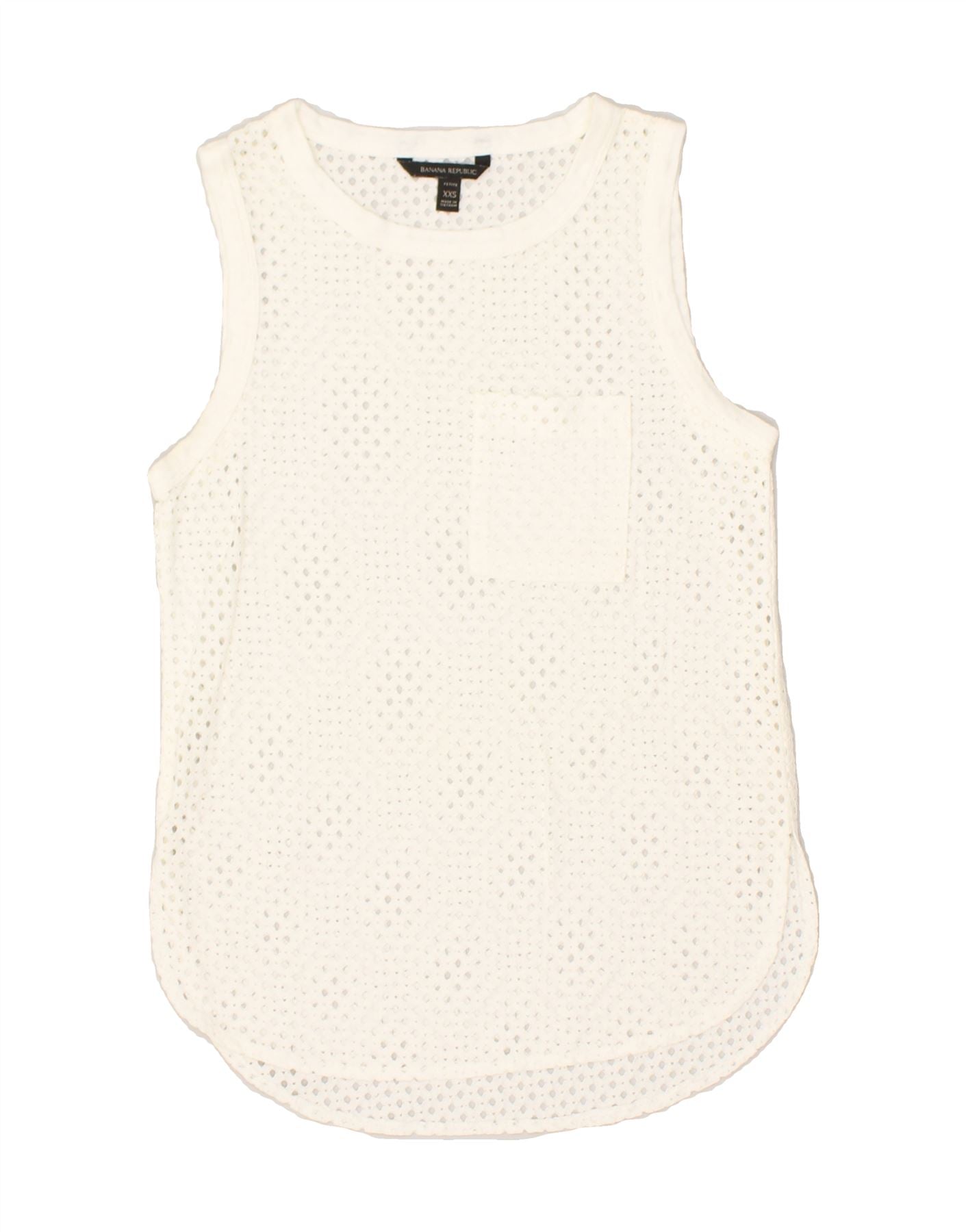 BANANA REPUBLIC Womens Petite See Through Vest Top UK 2 2XS Off White | Vintage Banana Republic | Thrift | Second-Hand Banana Republic | Used Clothing | Messina Hembry 
