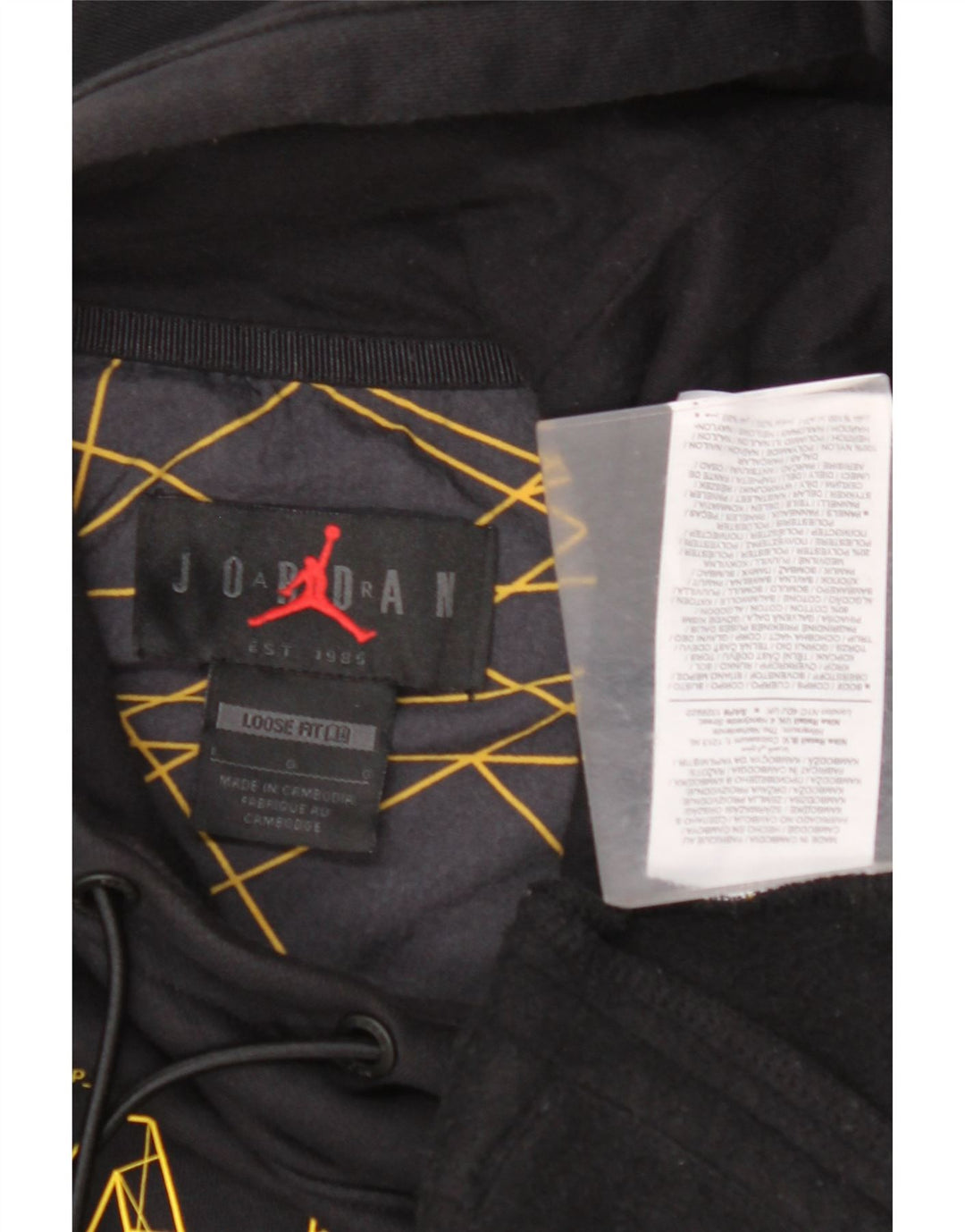 JORDAN Ανδρικό Paris Graphic Loose Fit Jumper με κουκούλα μεγάλο μαύρο γεωμετρικό