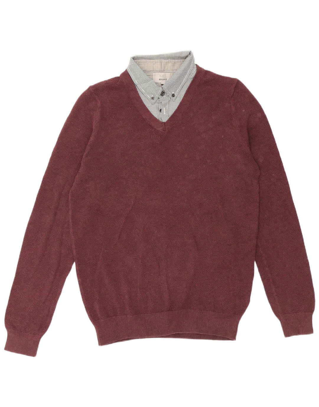 Marks & Spencer Ανδρικό πουλόβερ με κανονική εφαρμογή Polo Neck Jumper Μικρό μπορντό