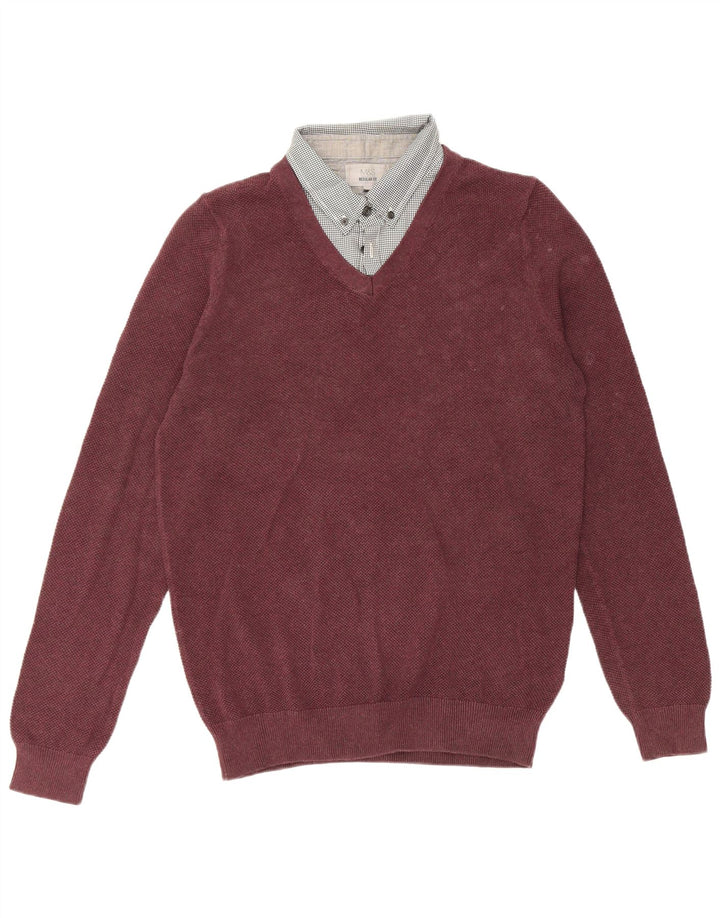 Marks & Spencer Ανδρικό πουλόβερ με κανονική εφαρμογή Polo Neck Jumper Μικρό μπορντό