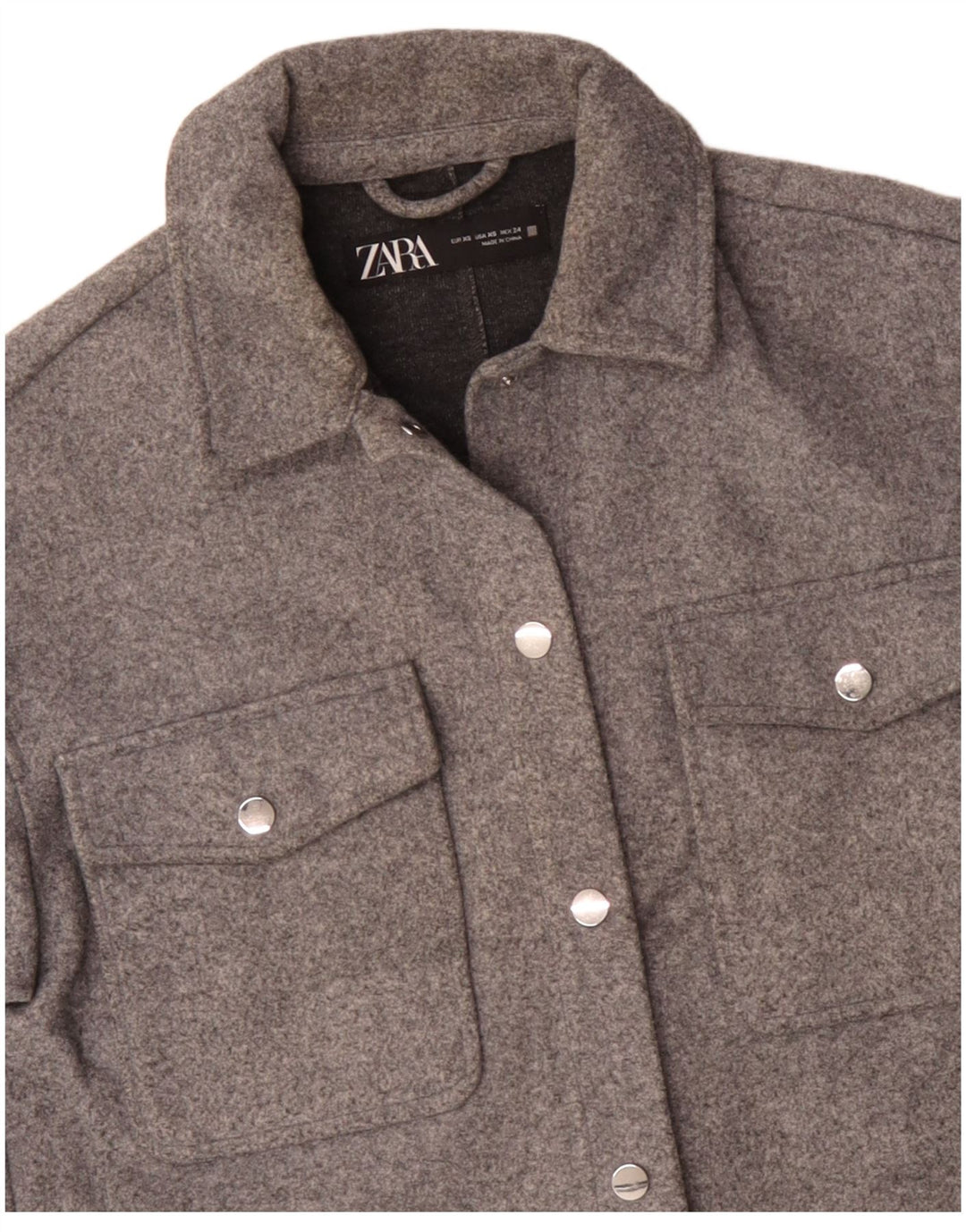 Zara Γυναικείο Oversized Bomber Jacket UK 6 XS Grey Polyester