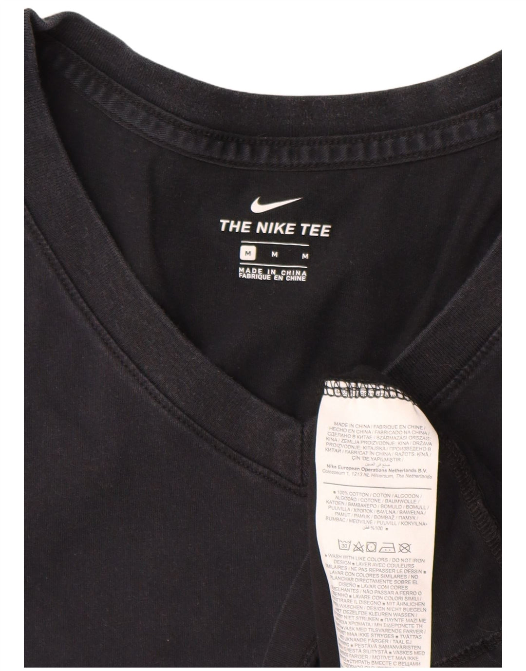 Γυναικείο T-Shirt Nike τοπ UK 14 μεσαίο μαύρο βαμβακερό