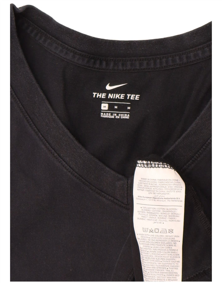 Γυναικείο T-Shirt Nike τοπ UK 14 μεσαίο μαύρο βαμβακερό
