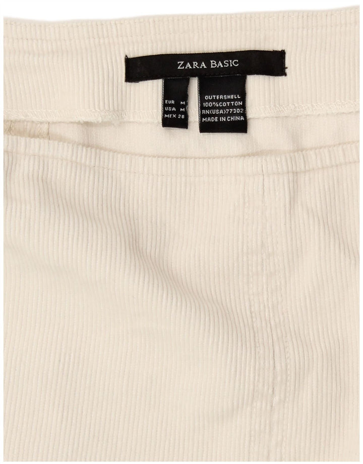 Zara Γυναικεία Κοτλέ Φούστα Μεσαία W28 Λευκή Βαμβακερή