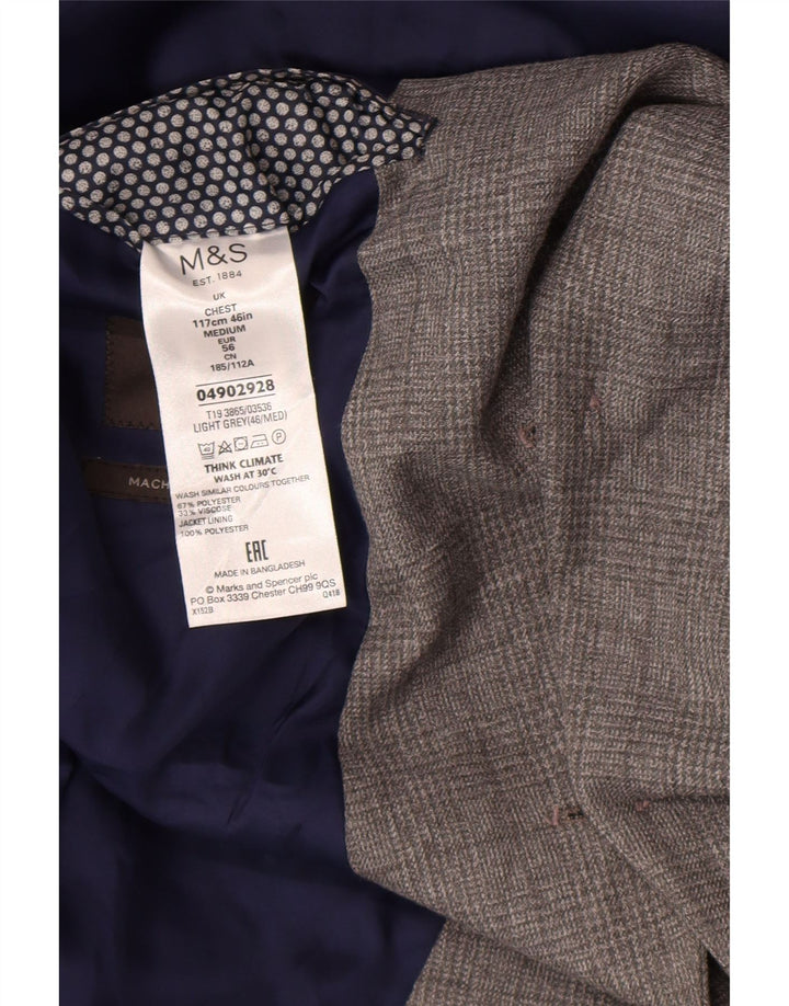 Marks & Spencer Ανδρικό μπουφάν σακάκι με 2 κουμπιά UK 46 XL Grey Check Polyester
