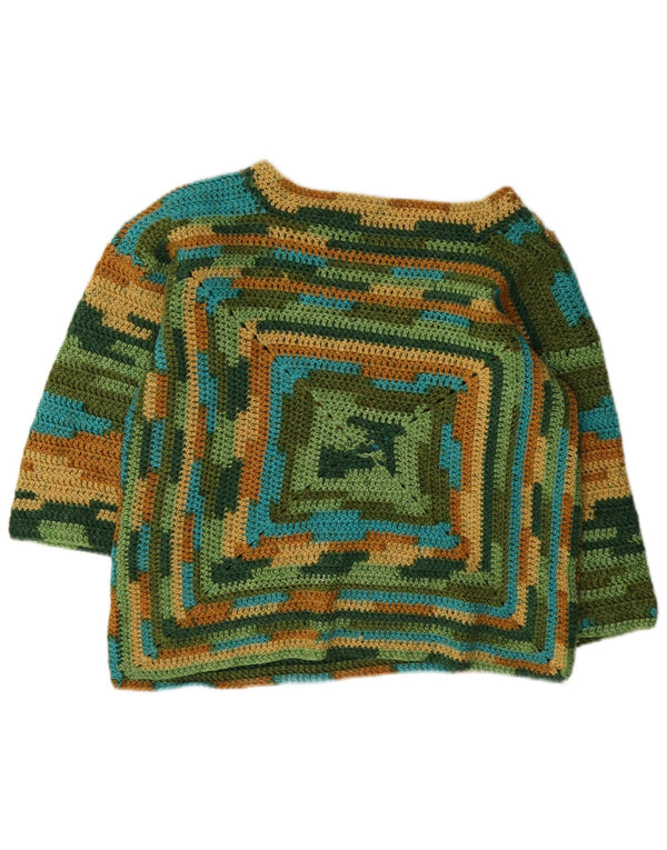 Vintage γυναικείο πουλόβερ με λαιμόκαυμα UK 14 Medium πολύχρωμο