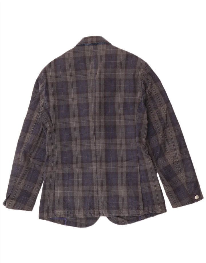 Jaggy Ανδρικό σακάκι σακάκι με 3 κουμπιά IT 48 Μεσαίο μπλε καρό βαμβακερό