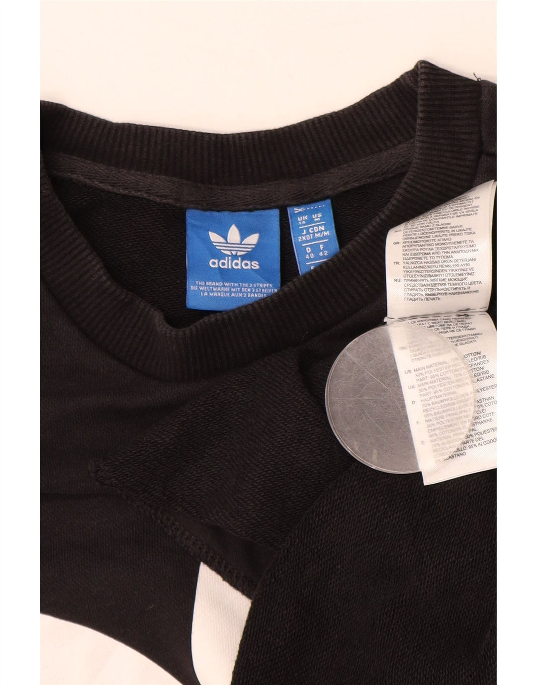 Γυναικείο γραφικό φούτερ ADIDAS Jumper UK 14 μεγάλο μαύρο βαμβακερό