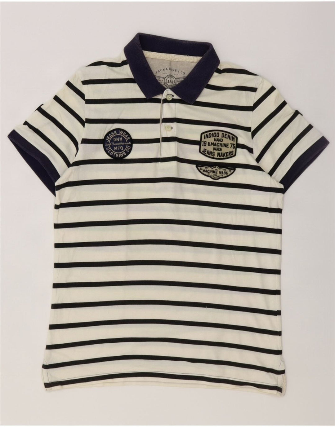 Jack & Jones Ανδρικό γραφικό μπλουζάκι πόλο, μικρό λευκό ριγέ